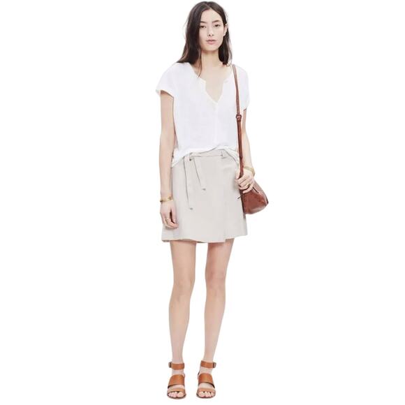 Madewell Women’s Faux Tan Suede Mini Leather Wrap Skirt Size 2 - Picture 1 of 10